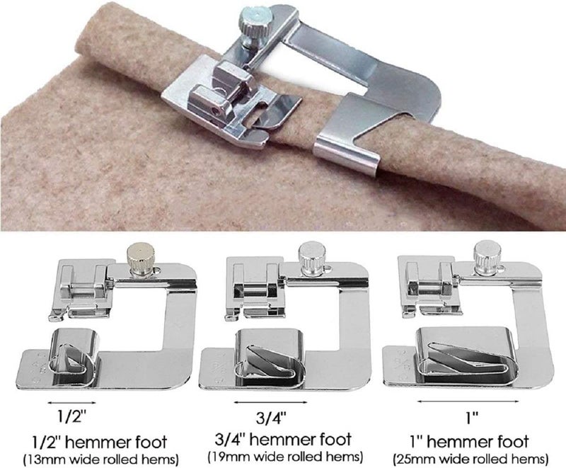 Stormshopping 6 Sizes Rolled Hem Presser Foot, Wide Rolled Hem Foot Set & Narrow Hemmer Foot Set for All Low Shank Snap-On Singer, Brother, Babylock, Euro-Pro, Janome, Kenmore, White, Elna Sewing Machines - Image 2